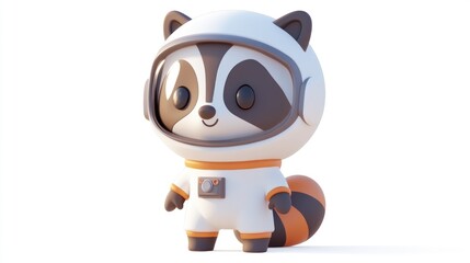 Fototapeta premium A cute raccoon character in a space suit, designed for playful and imaginative themes.