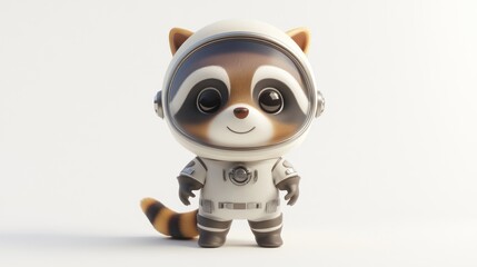 A cute raccoon in an astronaut suit, designed for a playful and imaginative theme.