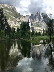 Waterfall in meadow