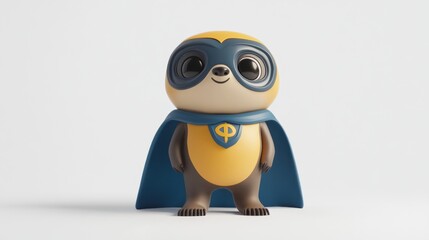 A cute superhero sloth character with a cape and mask, representing fun and creativity.