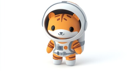 Fototapeta premium A cute tiger character in a space suit, designed for playful and imaginative themes.
