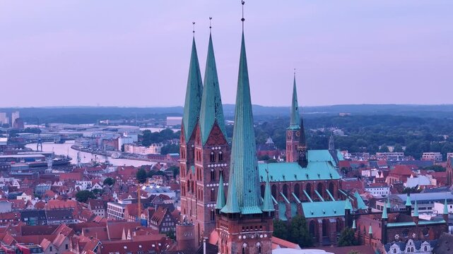 L&uuml;beck, Germany Flyover in Summer