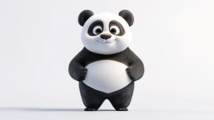 A cute, animated panda character with a friendly expression and rounded body.
