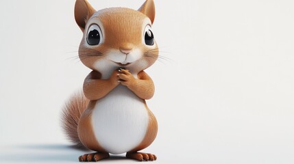 Fototapeta premium A cute, animated squirrel with a cheerful expression, appearing playful and friendly.