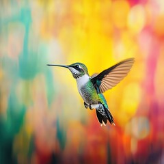 Fototapeta premium hummingbird isolated on colorful background