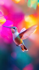 Fototapeta premium hummingbird isolated on colorful background
