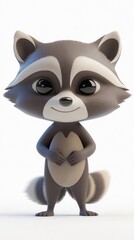 Fototapeta premium A cute, cartoon-style raccoon character with large eyes and a friendly expression.