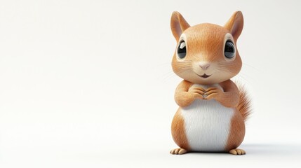 Naklejka premium A cute, cartoon-style squirrel standing with a playful expression.