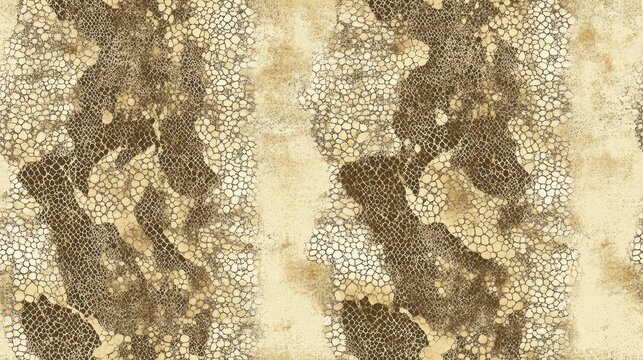 Abstract vintage seamless pattern illustration featuring snake skin Repeated python skin texture in brown tones on a beige background