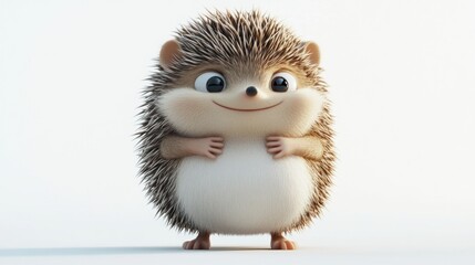 A cute, cartoonish hedgehog with a friendly smile and fluffy appearance.