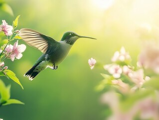 Fototapeta premium hummingbird isolated on spring background