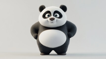 A cute, cartoonish panda character with a round body and friendly expression.