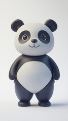 Naklejka premium A cute, cartoonish panda figure with a friendly expression, designed for children's toys or decor.