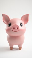 Fototapeta premium A cute, cartoonish pink pig figurine with a smiling expression.
