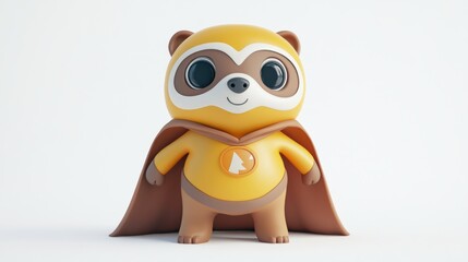 A cute, cartoonish sloth character in a superhero costume, designed for playful appeal.