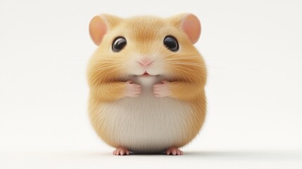 Obraz premium A cute, fluffy hamster stands upright, with a curious expression.