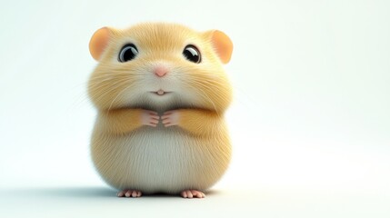 A cute, fluffy hamster with big eyes and a round body, exuding charm and playfulness.