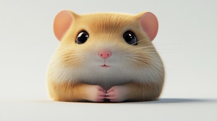 Fototapeta premium A cute, fluffy hamster with big eyes, sitting in a relaxed pose.