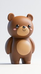 Fototapeta premium A cute, stylized brown bear figure with a cheerful expression and rounded features.