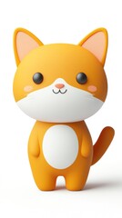 Fototapeta premium A cute, stylized orange cat figurine with a cheerful expression and rounded features.