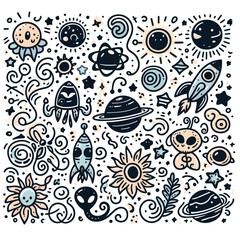 Space-Themed Doodles vector