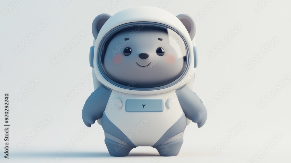 Poster Cute bear in a spacesuit, designed for a playful, imaginative context.