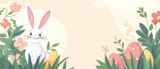 Easter Celebration Background With Rabbit And Copy Space