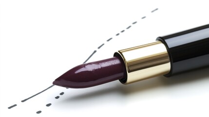 Fork with Melting Lipstick on Its Tine, Captured for a Makeup Magazine with a White Background, Emphasizing Beauty and Fashion Concepts