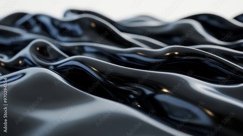 Poster the flowing black liquid creates graceful waves that undulate smoothly in a softly lit setting