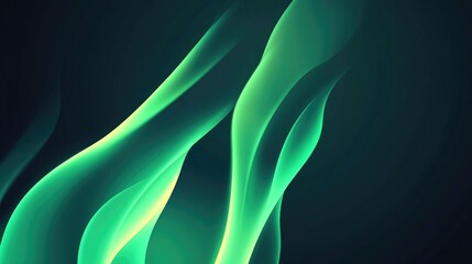 Obraz premium Green Torch Abstract Background Image Neon Gradient Glowing Lines With Flame Light On Dark Backdrop Illustration