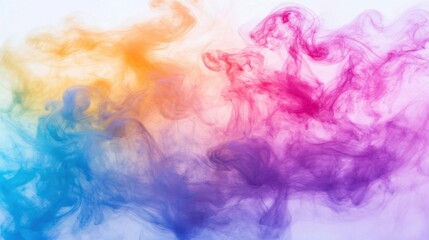 Fototapeta premium Light and color intertwine as swirling smoke forms abstract shapes, showcasing a vibrant spectrum of orange, pink, and blue hues