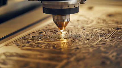 laser cutting machine engraving intricate designs onto a metal surface, demonstrating the precision and versatility of laser technology in manufacturing