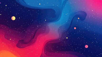 Fototapeta premium Colorful Cosmic Background Surreal Abstraction Universe With Flares And Stars