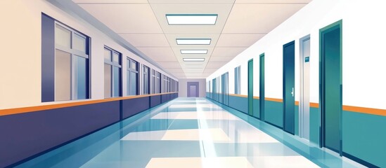 Obraz premium Blurred Background Of An Empty Public School Corridor