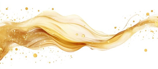 Abstract Golden Liquid Swirl Frame Isolated On White Background