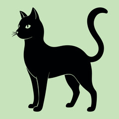 Silhouette of Black Cat Vector Illustration