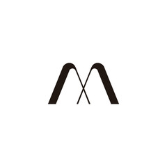letter m ribbon linked simple geometric logo vector