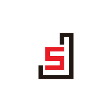letter sj stripes colorful lines logo vector