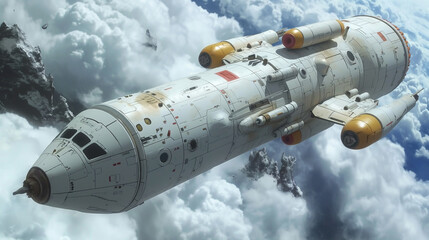 Fototapeta premium Rocket Launch into Space with a Shuttle in the Sky