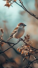 Fototapeta premium sparrow isolated on abstract background