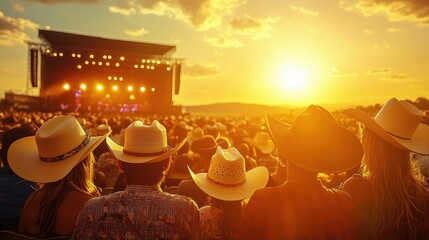 Country Music Concert Crowd Sunset