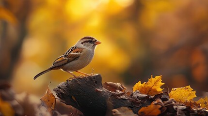 sparrow isolated on autumn background