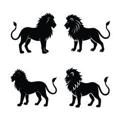 Set of Lion silhouette vector art illustration