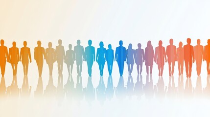 Naklejka premium Colorful Silhouette of People Walking Together