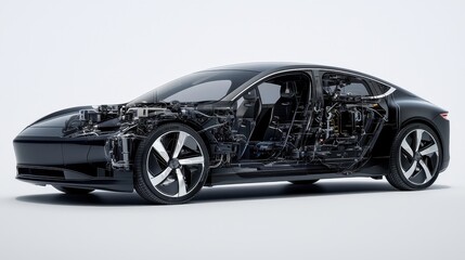 Naklejka premium Modern Car Engine Cut Away Illustration