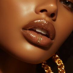 Close up on woman's lips.