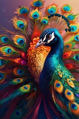 Fototapeta premium illustration portrait of cute and tender turkey, blurred nature background art
