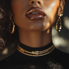Close up on woman's lips.