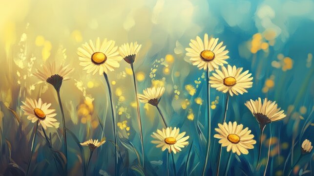 Beautiful backgrounds featuring blooming doronicum Evocative illustration