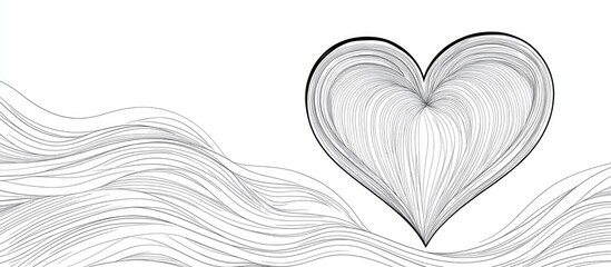 Fototapeta premium Continuous line art doodle depicting a heart symbolizing love and romance Isolated hand drawn contour on white background